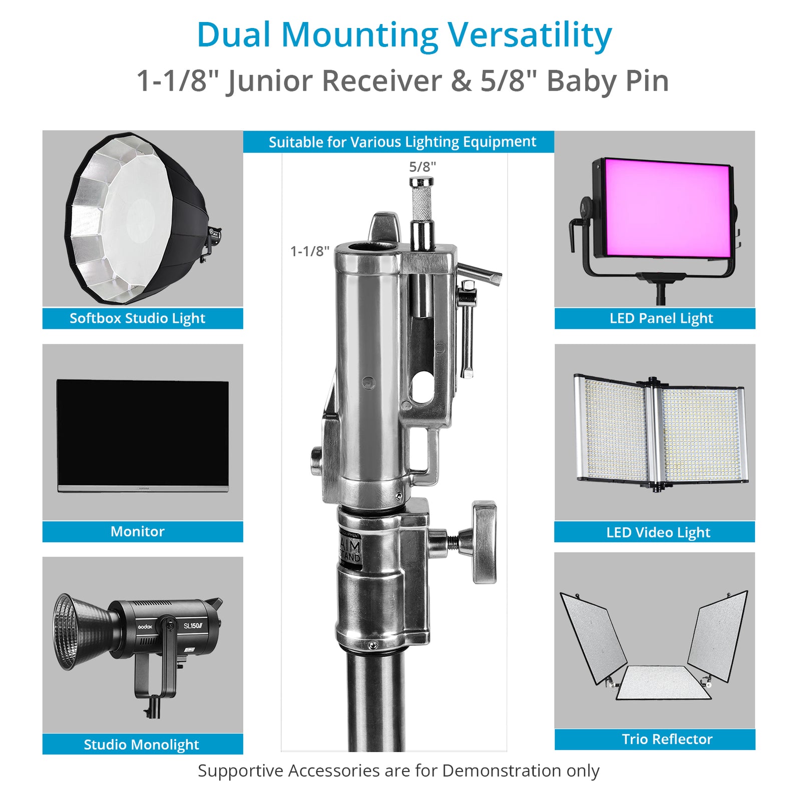Proaim 11.3’ Ninja Double Riser Combo Stand for Lighting Fixtures & Gr