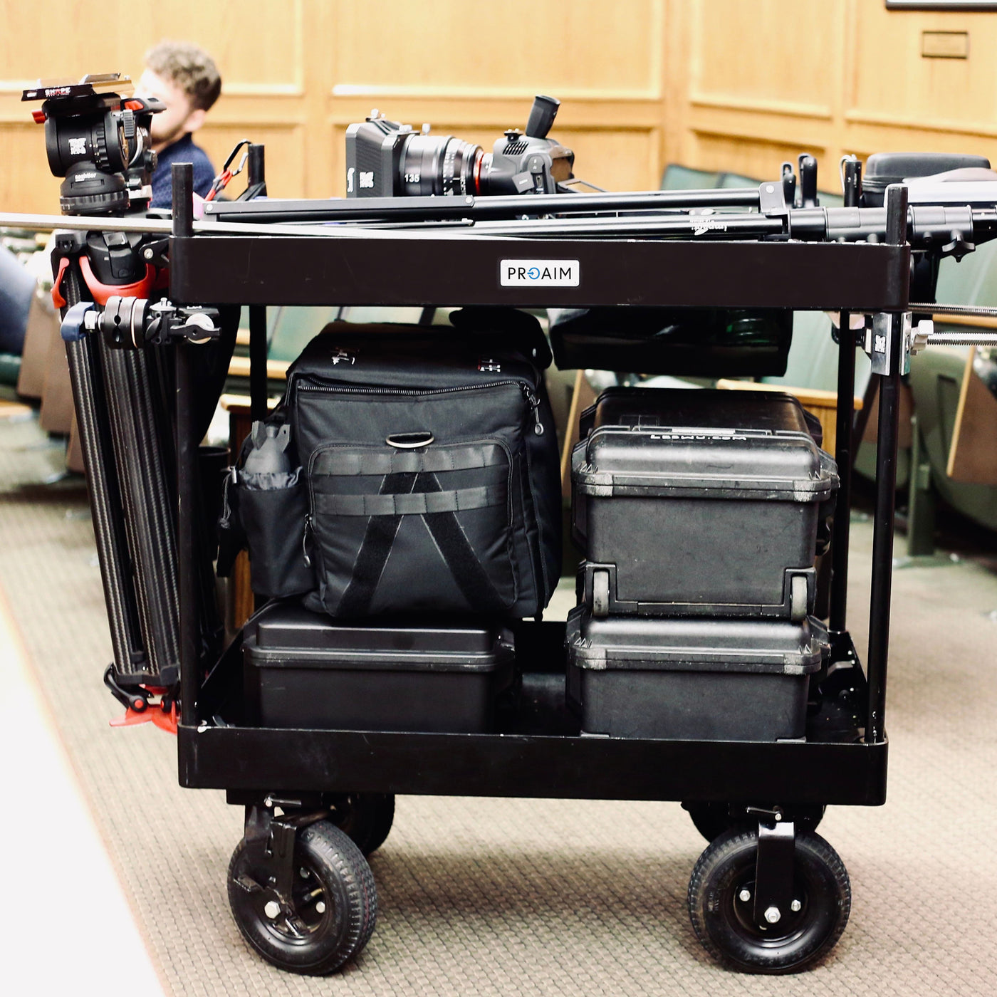 Proaim Victor Lite 42 Camera Cart - Foldable Production Cart For Film, DIT, Sound & Lighting Gear, 440lb Capacity Proaim Victor Lite Cart Proaim Victor Lite 42 Camera Cart - Foldable Production Cart For Film, DIT, Sound & Lighting Gear, 440lb Capacity Proaim Victor Lite Cart