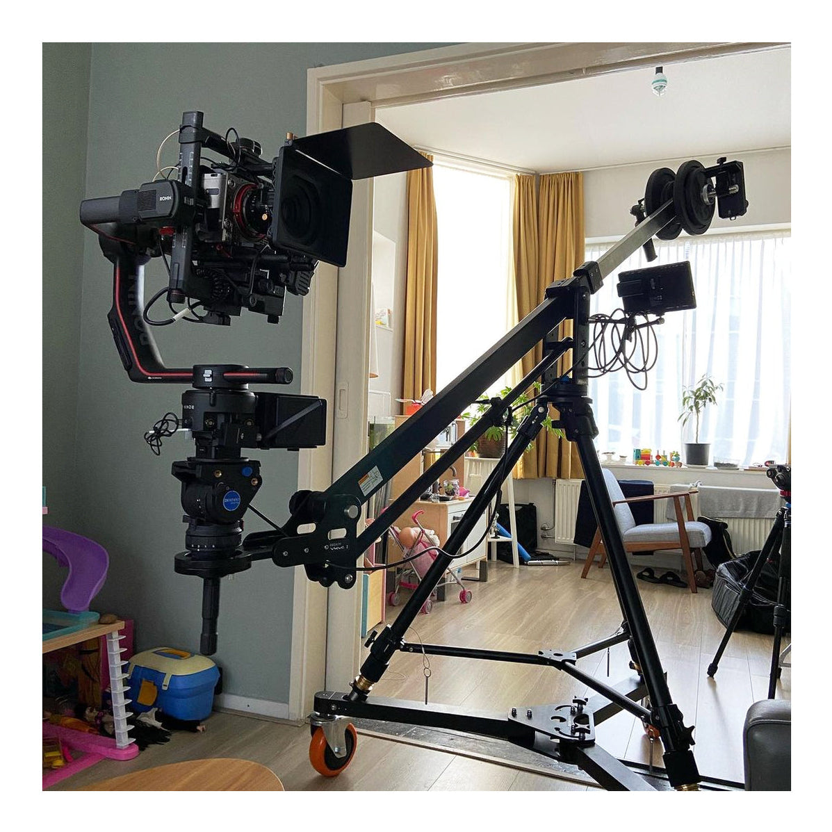 PROAIM 7ft Camera Jib Crane Kit Includes Pan Tilt Head, Tripod